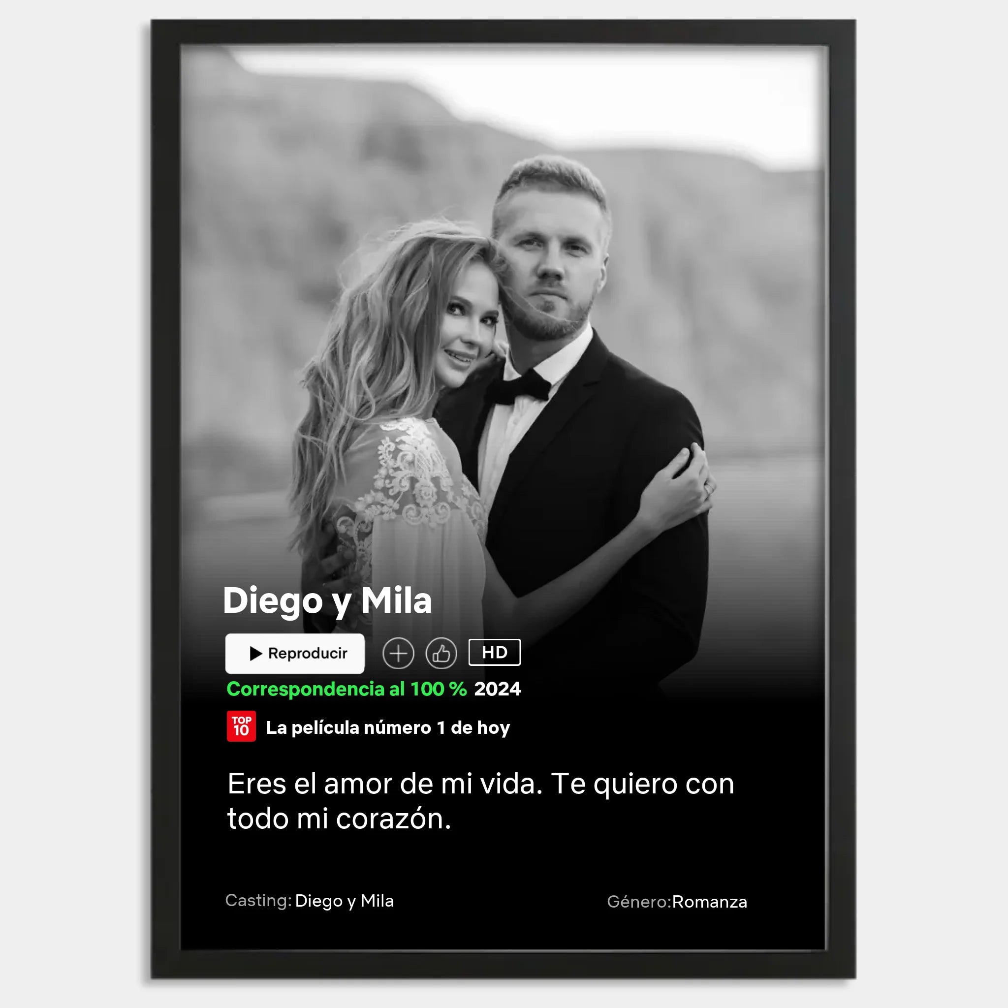 Cadre bois noir personnalisé cadeau