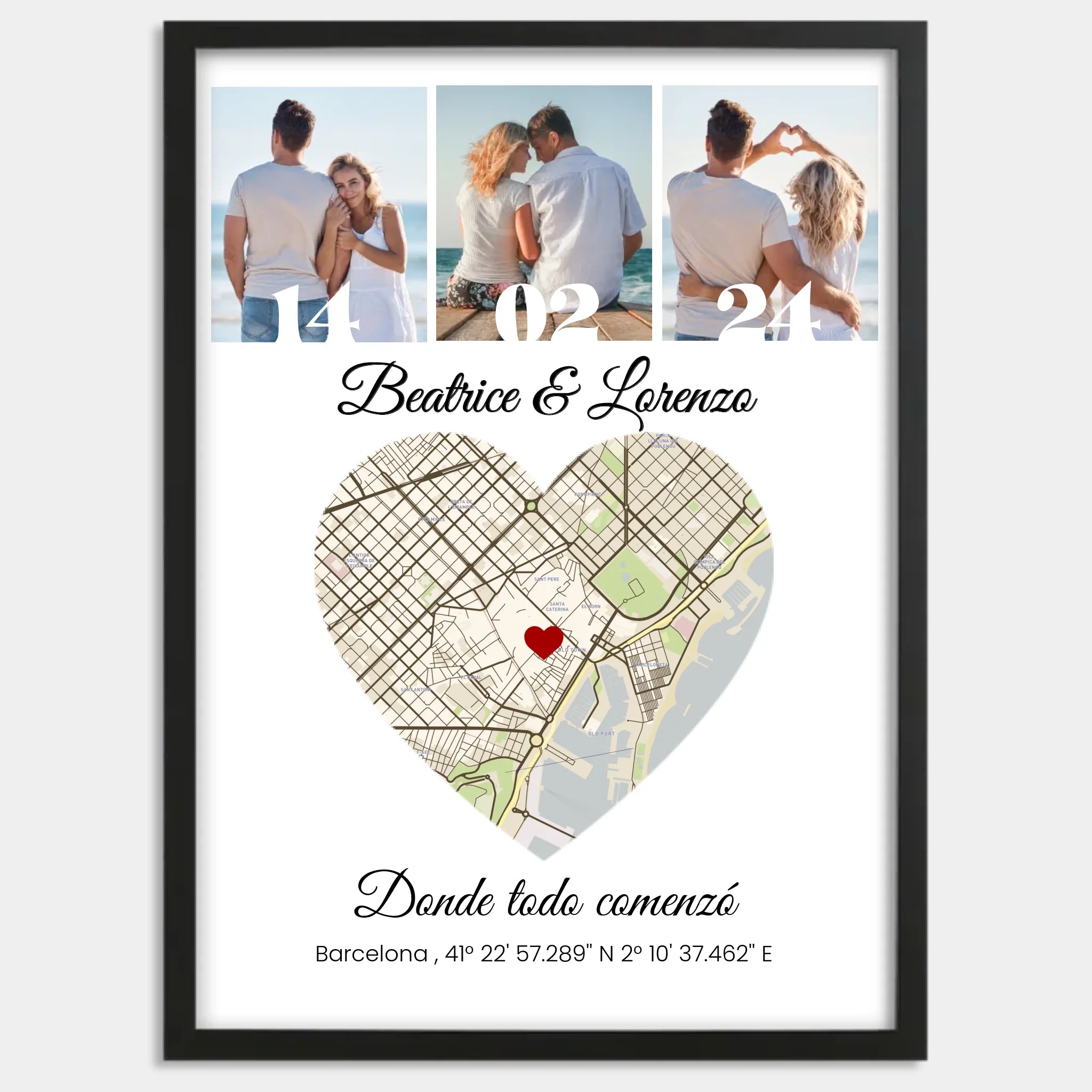 Cadre bois noir personnalisé cadeau